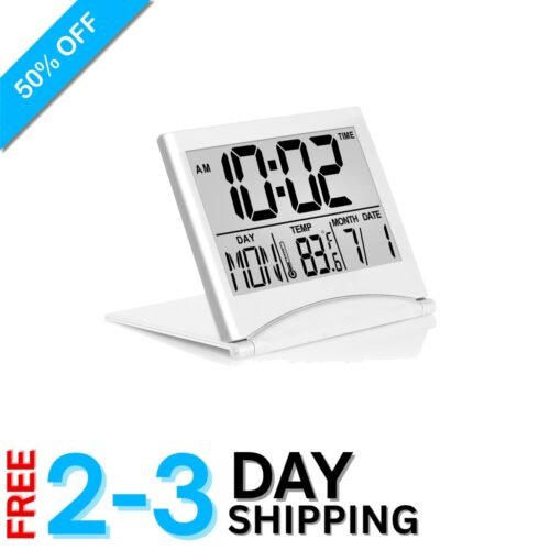 Elegant Foldable Digital Travel Alarm Clock with Large Display & Snooze Function
