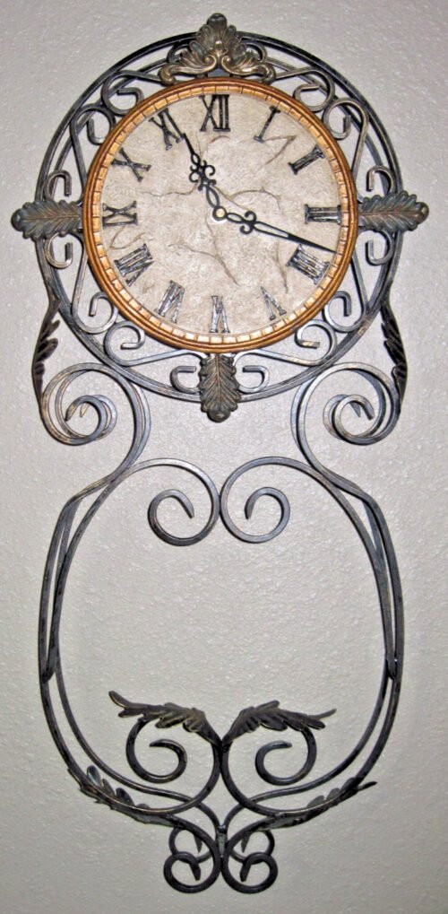 Elegant Metal Scroll Wall Clock - Battery Powered (AA)