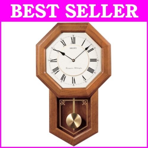 Elegant Traditional Schoolhouse Wall Clock with Pendulum and Automatic Chime