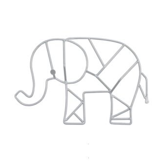 Elephant Shaped Wire and Grey Finish Nursery Wall Decor