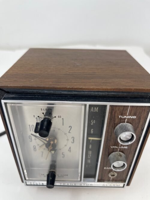 Elgin 10 Transistor Alarm vintage clock radio wood small Made in the USA