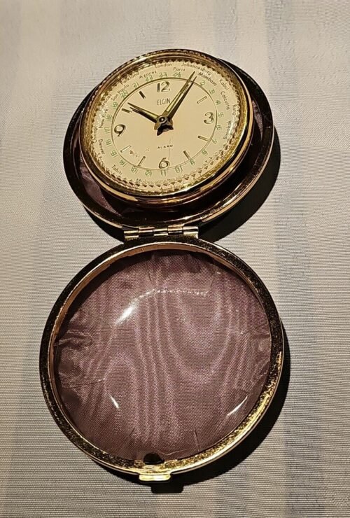 Elgin Bradley World Time Travel Alarm Clock - Clam Shell - Works Perfectly F/shi