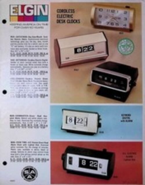 Elgin Cordless & Electric Desk & Travel Alarm Clocks Brochure 1970s