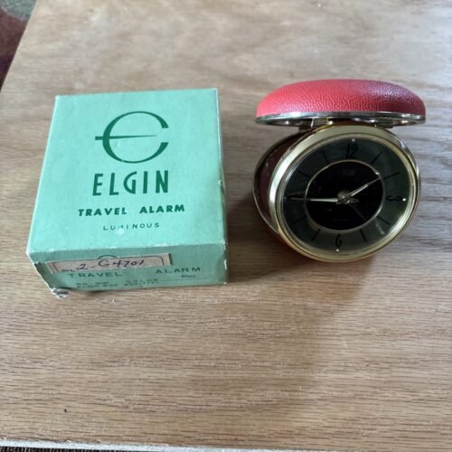 Elgin Luminous Travel Alarm Clock with Red Case