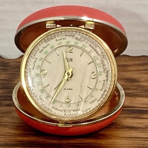 Elgin Travel Alarm Clock w World Time & Luminous Dial Tested Works READ