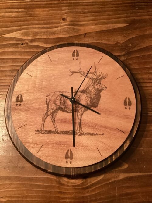 elk wooden wall clock