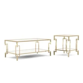 Elrod 2 Piece 43 . 25 in. Champagne Glass Coffee Table Set featured image