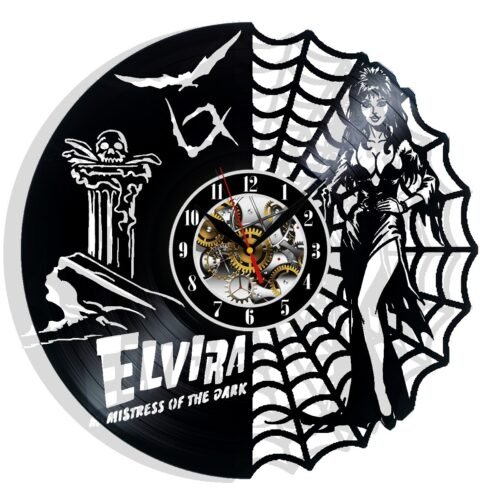 Elvira Vinyl Wall Clock - Retro Decor - Unique Home Accent - Perfect Gift