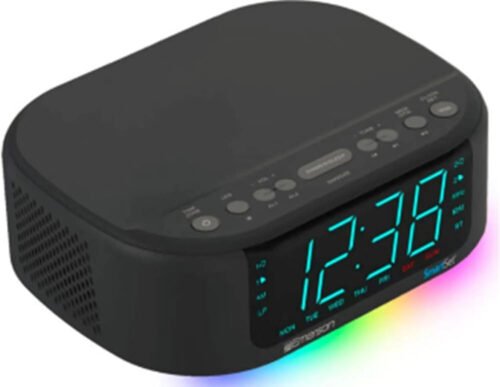Emerson SmartSet Alarm Clock AM/FM Radio Bluetooth Speaker USB Charging Black