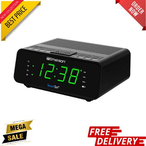 Emerson SmartSet Alarm Clock Radio with AM/FM Radio, Dimmer, Sleep Timer and .9"
