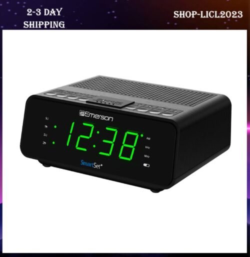 Emerson SmartSet Alarm Clock Radio with AM/FM Radio, Dimmer, Sleep Timer and .9"