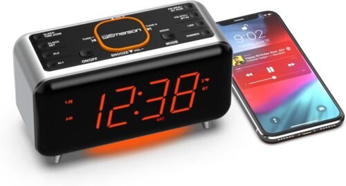 Emerson SmartSet Alarm Clock Radio with Bluetooth Speaker CKS1521, Dual Alarm,