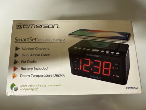 Emerson Smart Set Clock Wireless Charging Dual Alarm Clock Room Temp Display