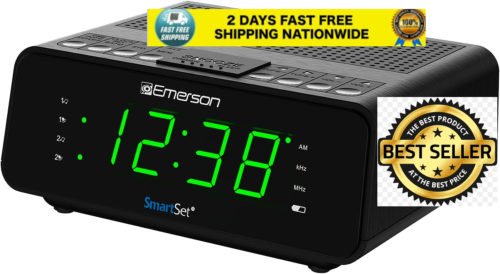 Emerson Smartset Dual Alarm Clock Radio with AM/FM Radio, Dimmer, Sleep Timer an