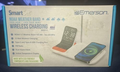 Emerson SmartSet Weather Band Dual Alarm Clock Radio, 15W Wireless Charging