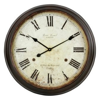 Emmaline Distressed Brown Round Wall Clock
