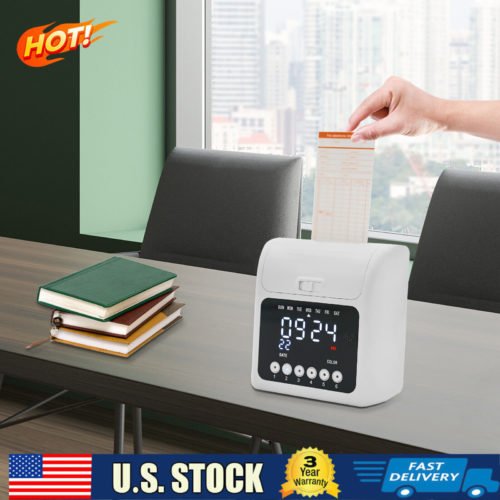 Employee Attendance Punch Time Clock Payroll Recorder LCD Display with 50 Cards