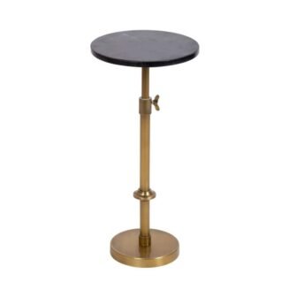 Engles 10.00 in. Gold Round Marble End Table