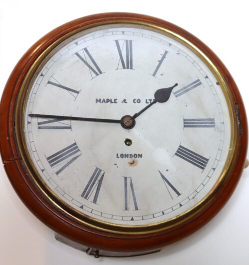 English Bracket Fusee Wall Clock Antique 14.5" Maple & Co. LTD London