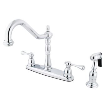 English Vintage 2-Handle Deck Mount Centerset Kitchen Faucets with Side Sprayer in...