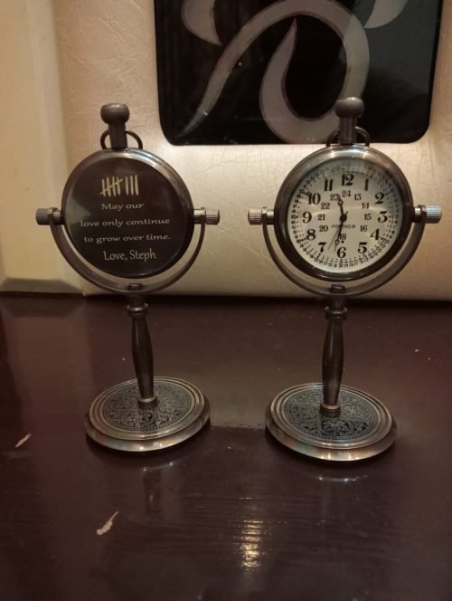 Engraved8th Anniversary Gift Personalised Your Table clock Add Taxt Traditional