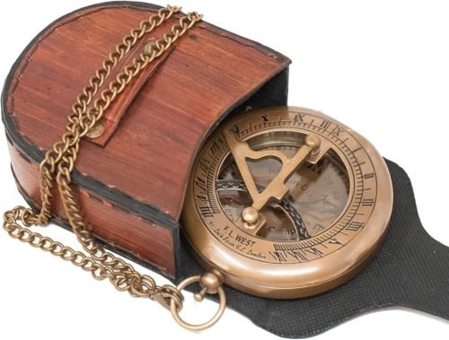 Engraved Sundial Compass with Leather Case, Graduation Gifts, Compass for My Son