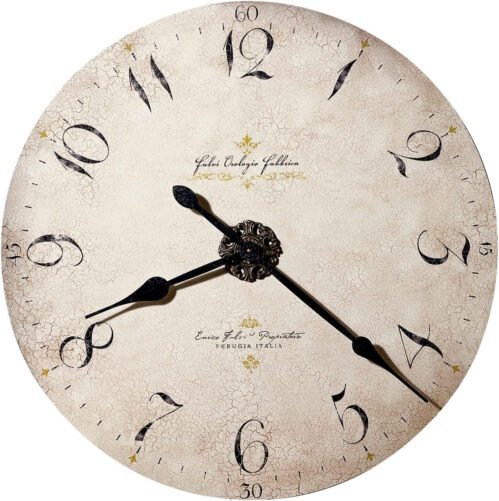 Enrico Fulvi Wall Clock, Battery Operated Sturdy Frame Analog Dial with Black Ar