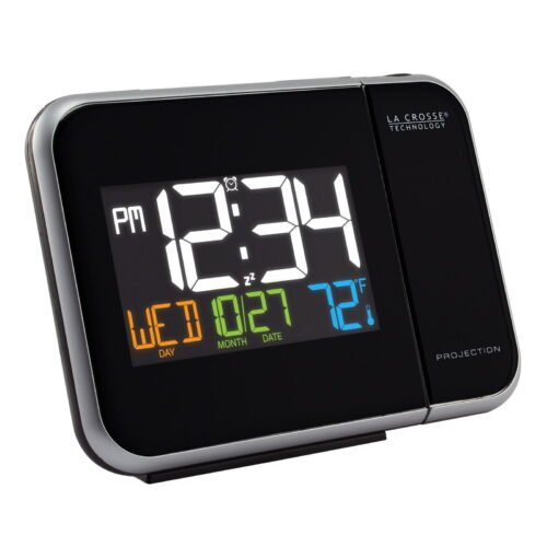 Entry Level Projection LED Black Alarm Clock with Indoor Temperature, W85923