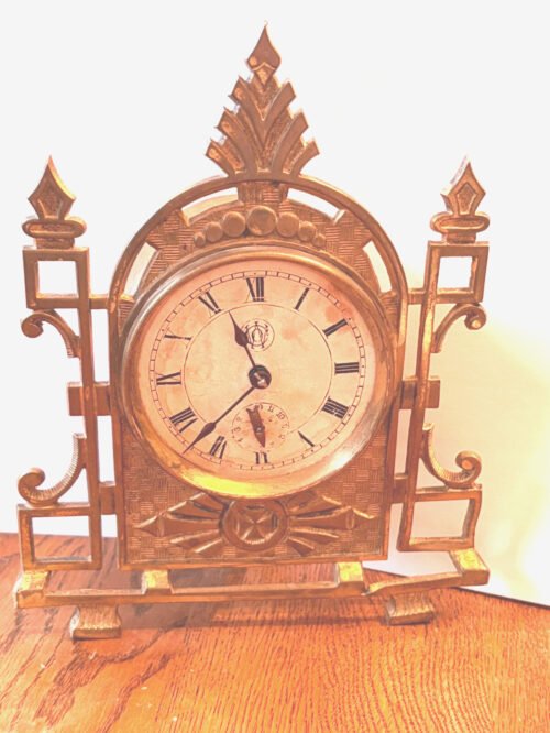 EN WELCH BRASS ALARM CLOCK - RUNS WORKS WELL -- COLLECTIBLE , CLOCKS , ANTIQUE