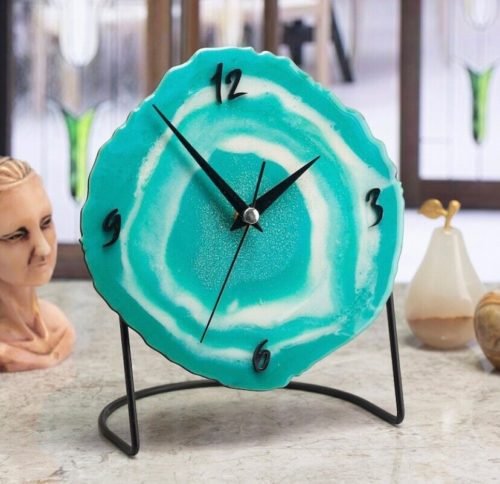 Epoxy Turquoise Table Clock