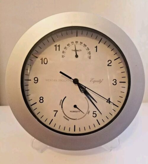 Equity 10" Round Indoor Weather Station Wall Clock Thermometer Humidity