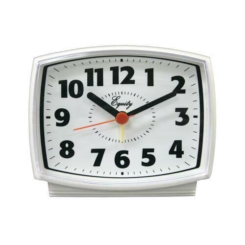 Equity 33100 Electric Analog Alarm Clock with White Case & Lighted Dial