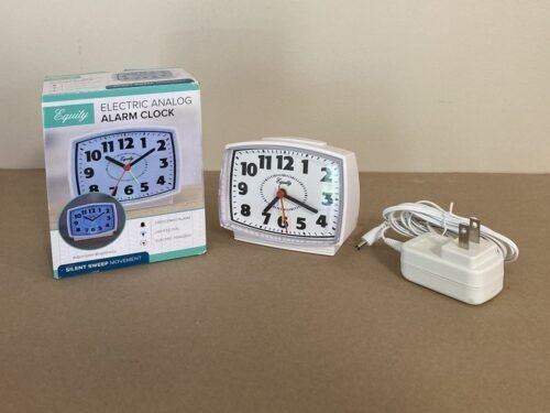 Equity 33100 Electric Analog Alarm Clock with White Case & Lighted Dial