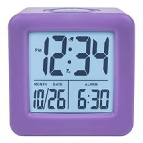 Equity 73004 Purple Soft Cube LCD Alarm Clock with Smart Light
