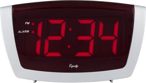 Equity 75906 LED Alarm Clock with High/Low Dimmer, 1.8, Red