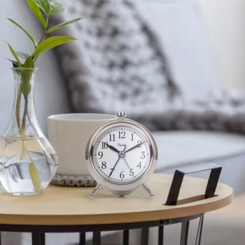 Equity by La Crosse Small 3 in. Precise Metal Quartz Alarm Table Clock