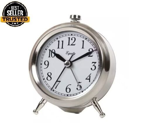 Equity by La Crosse Small 3" Precise Metal Quartz Alarm Table Clock, NEW