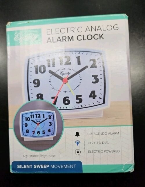 Equity Electric Analog Alarm Clock with White Case And Lighted Dial 3310