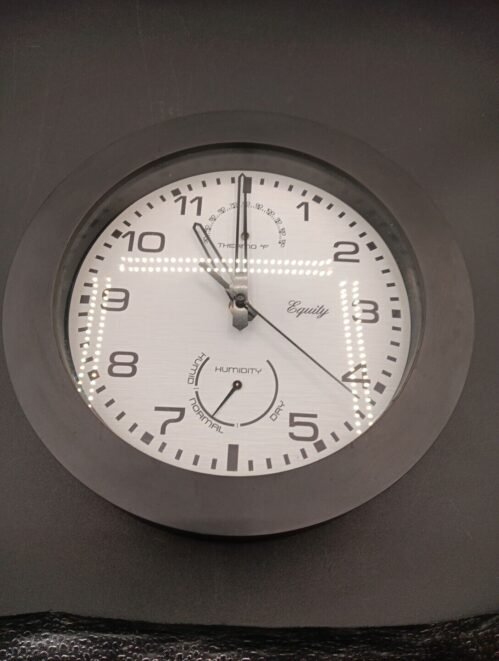Equity Indoor Weather Station Wall Clock Thermometer Temperature Humidity 10”