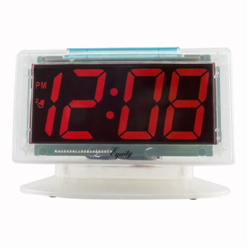 Equity Jumbo Clear Alarm Clock 30040 1.8" Red LED Electric Bedside Nightstand