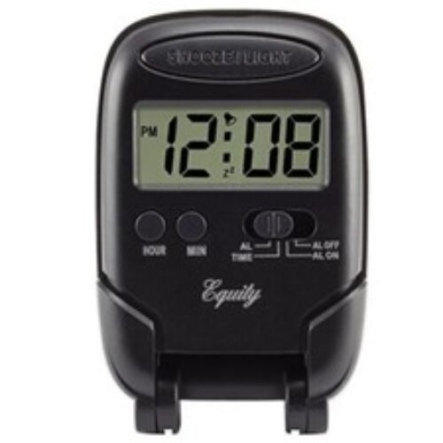 Equity Lcd Foldup Travel Alarm Clock With Blue Backlight 3.85"l X 2.50"w X