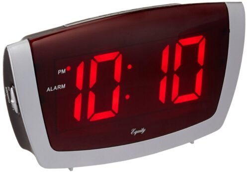 Equity LED Alarm Clock 75906 1.8" Red with High/Low Dimmer for Bedside Table
