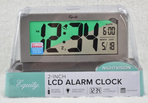 Equityโs 2-in LCD Alarm Clock w/ Night Vision / Model 30041 / Battery Operated