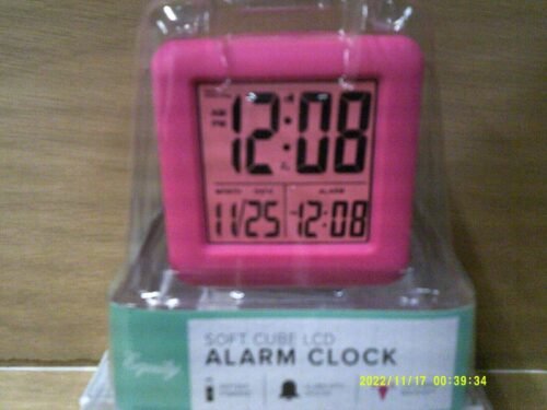 Equity Soft Cube LCD Alarm Clock pink