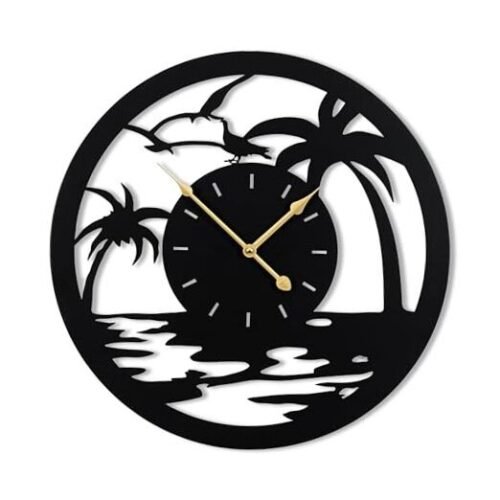es/50cm Large Wall Clocks for Living Room Decor Battery 20inch Palm Trees