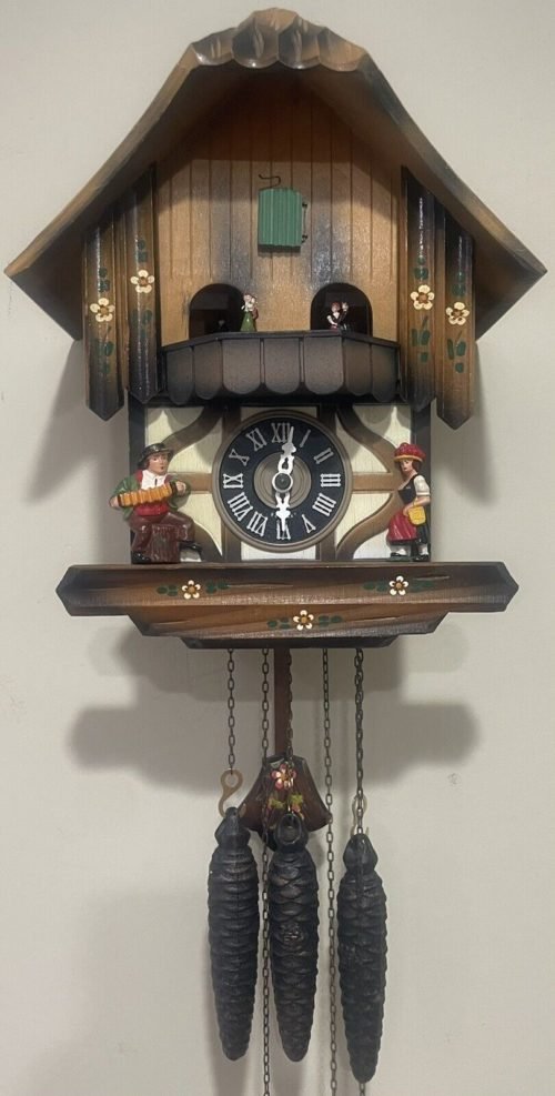 E. SCHMECKENBECHER Dancing Couples Cuckoo Clock German Musical Dancers Working