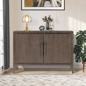 Espresso Freestanding Accent Storage Cabinet with 2 Doors and Adjustable Shelf