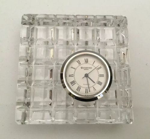 Estate Vintage Waterford Irish Cut Crystal Desk Clock