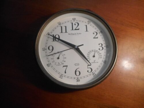 EUC "Sterling & Noble" Wall Clock w/Barometer + Thermometer w/Instruction Sheet