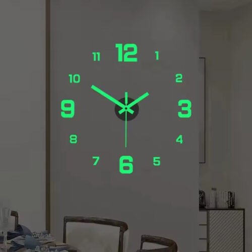 EW Creative DIY Luminous Silent Wall Clock Modern 3D Sticker Home Decor